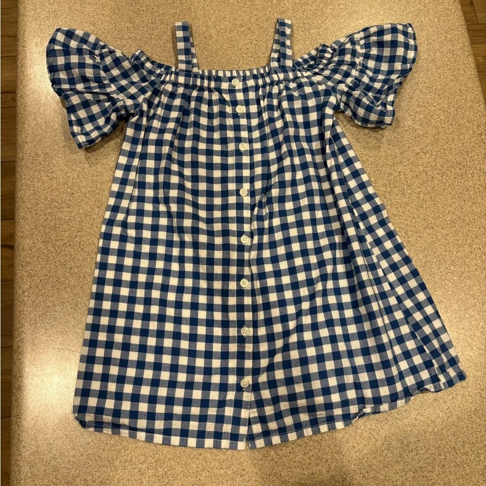 Tucker + Tate Blue and White Gingham Cotton Girls Dress Size 4 Spring